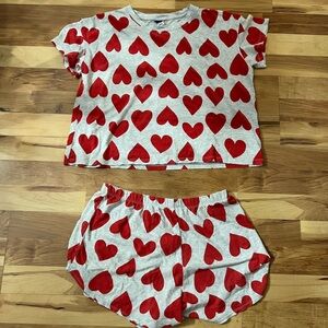 Red hearts Short set